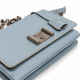 Prada light blue leather flap bag 07 lock and flap detail