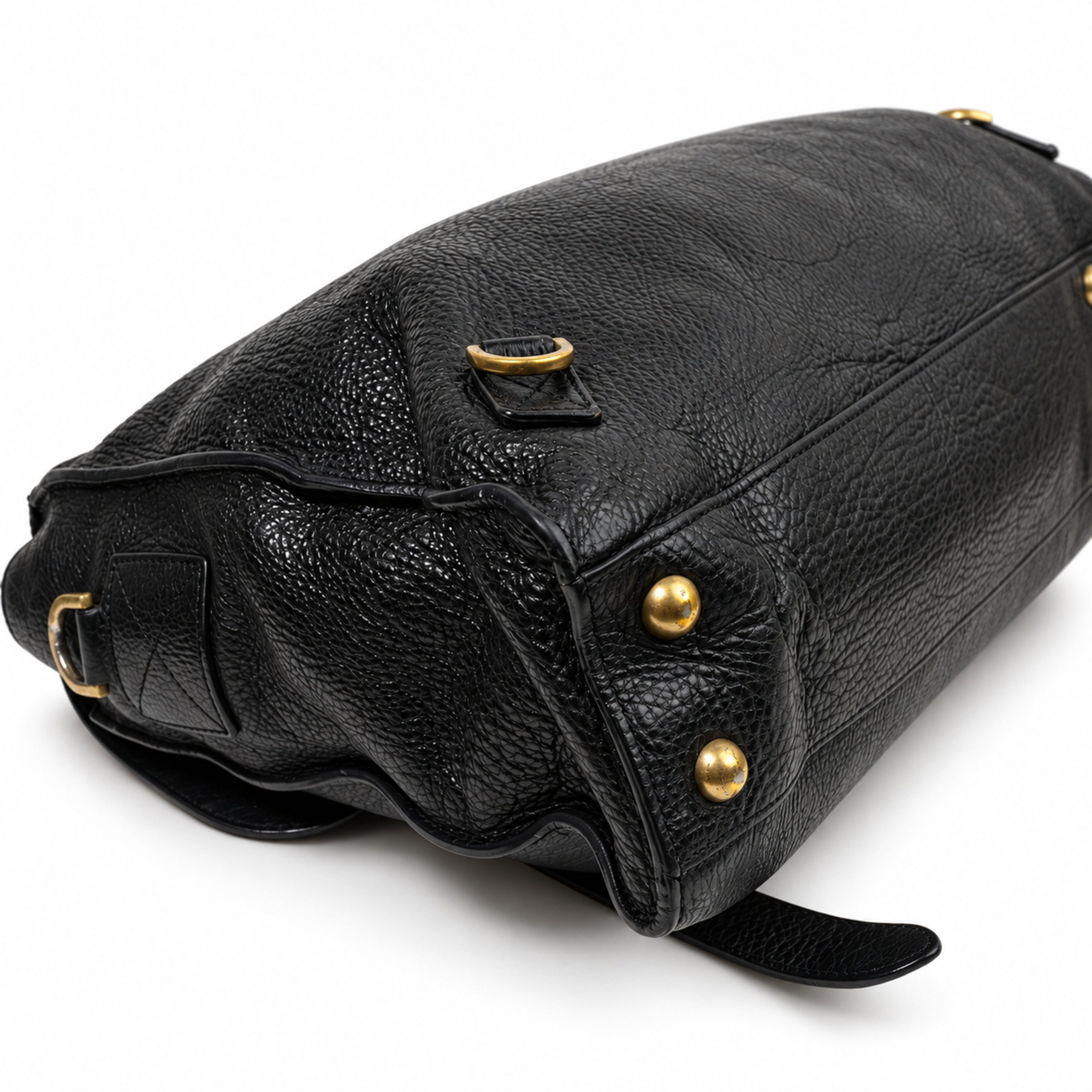 Mulberry black satchel bag 10 back right corner detail