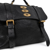 Mulberry black satchel bag 13 front buckle detail