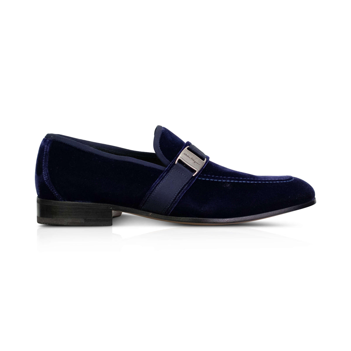Salvatore Ferragamo beautiful blue velvet dressy men shoes  Sz uk 9.5=11us=eu44 Salvatore Ferragamo Mens Dress Shoes Magic Patent Shiny  main image 3