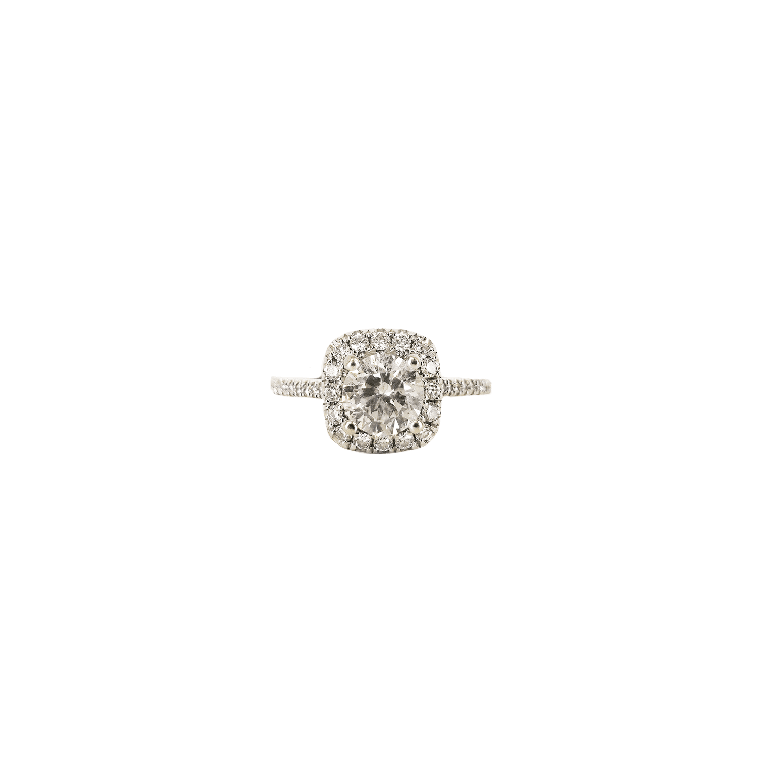 White Gold and Diamond Halo Ring - 6.5 - Fashionably Yours