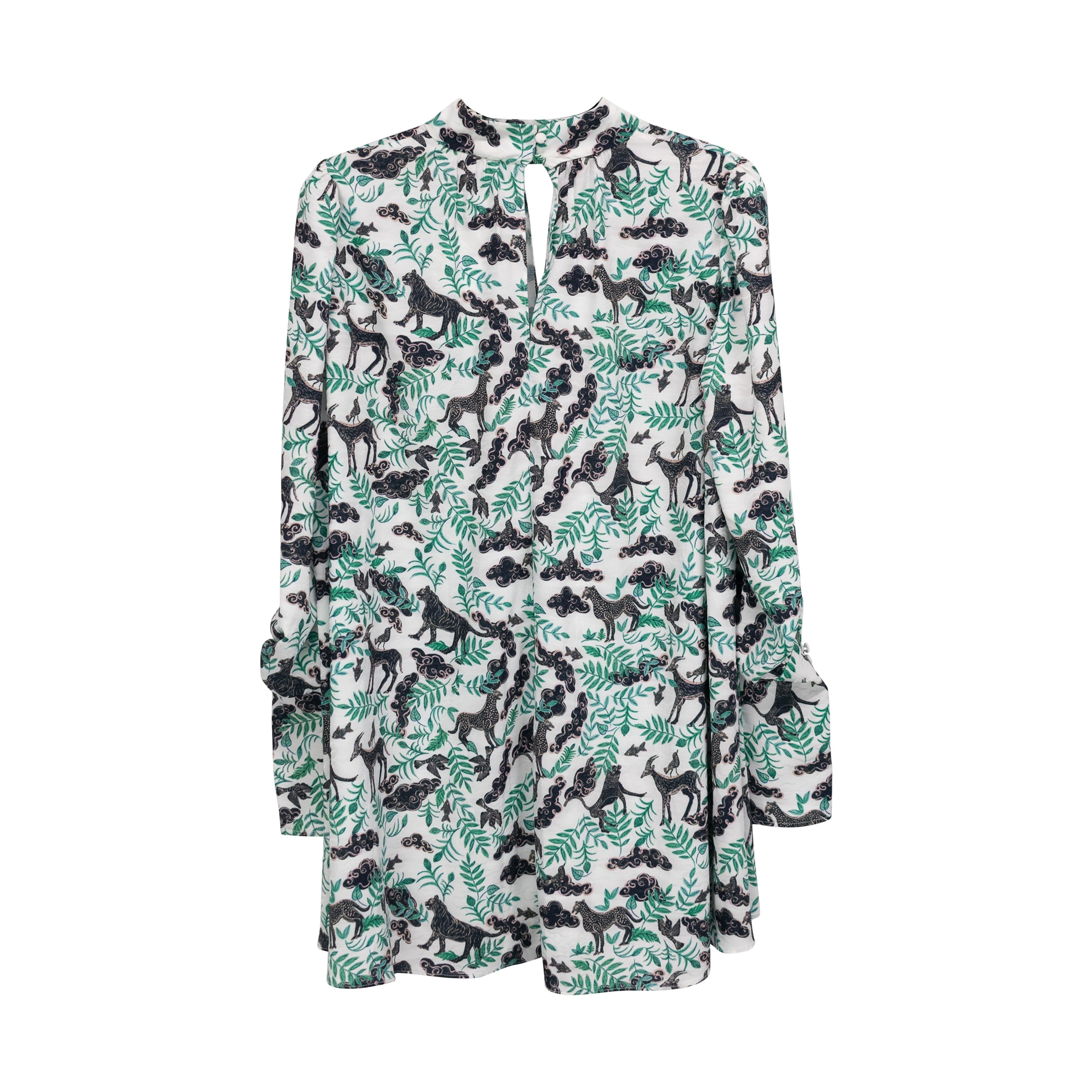 SALONI White/Green Size 8 Dresses - Fashionably Yours